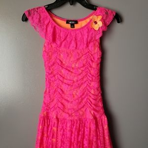 Pink and Orange Lace Girls Dress